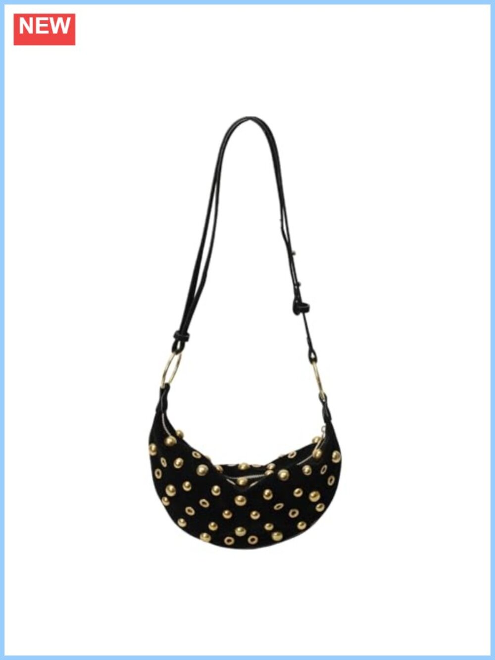 Studded Faux Suede Hobo Bag Trendy Y2K Shoulder Crossbody Purse